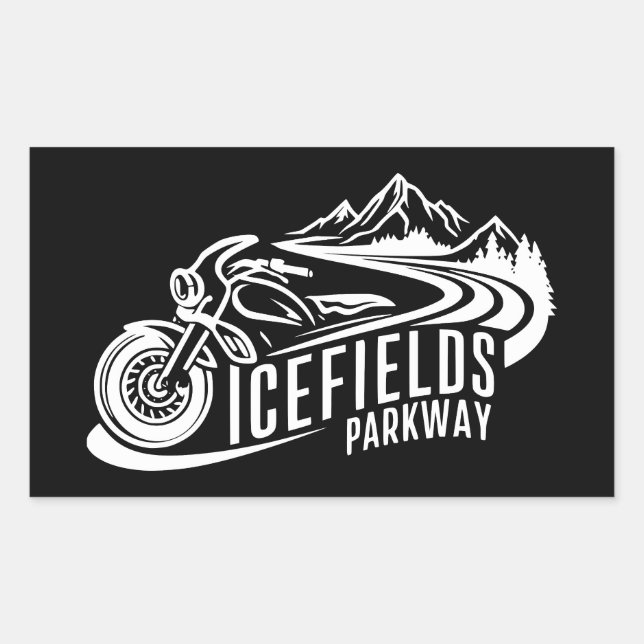 Sticker Rectangulaire Icefields Parcours Alberta Canada Motorcycle (Devant)