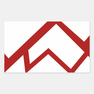 Sticker Rectangulaire Icône de pic de la chaîne de montagnes rouges