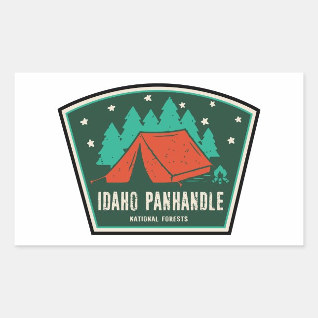 Sticker Rectangulaire Idaho Panhandle Forêts Nationales Camping (Devant)