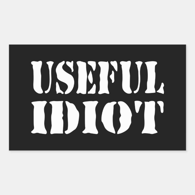 STICKER RECTANGULAIRE IDIOT UTILE (Devant)