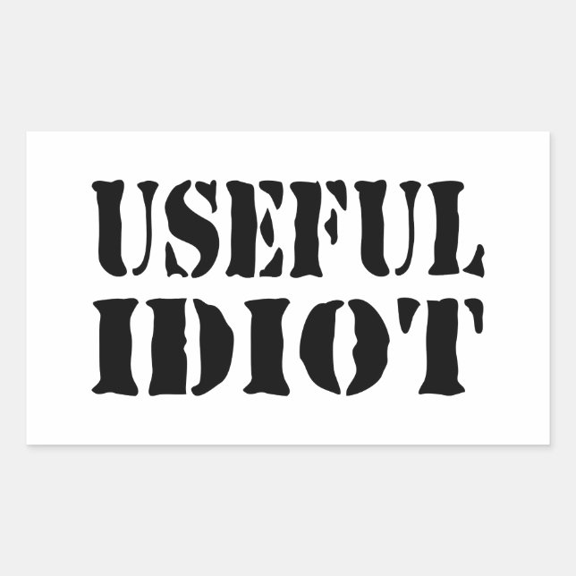 STICKER RECTANGULAIRE IDIOT UTILE (Devant)