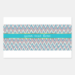 Sticker Rectangulaire iKat rose et bleu poussiéreux