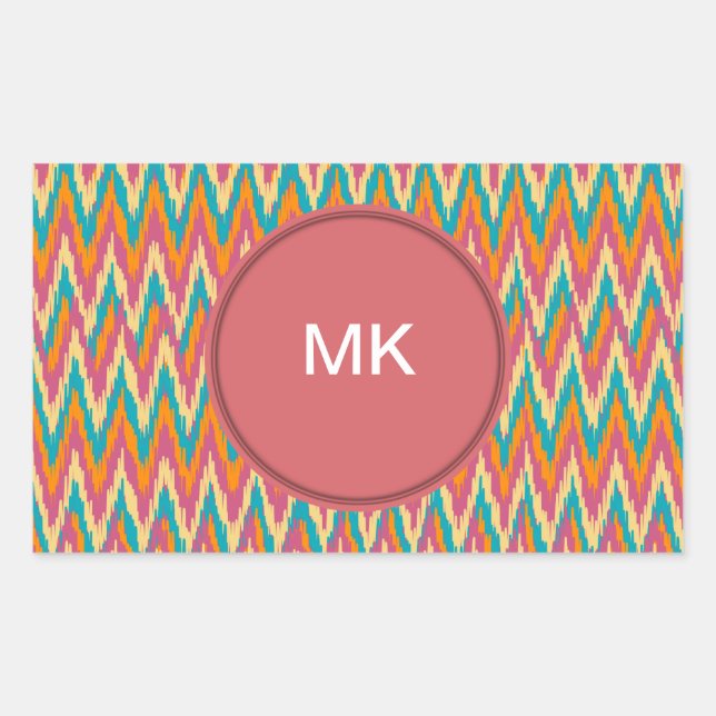 Sticker Rectangulaire iKat Zigzag Design Couleurs d'épices (Devant)