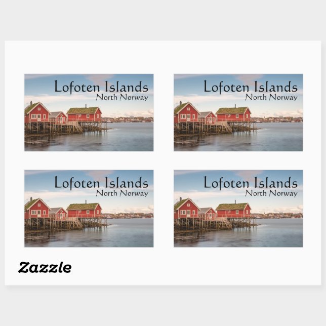 Sticker Rectangulaire Iles Lofoten Norvège (Feuille)