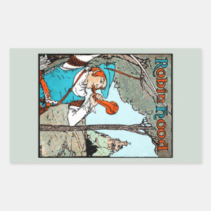 Sticker Rectangulaire Illustration Antique de Robin des Bois et ses Joye