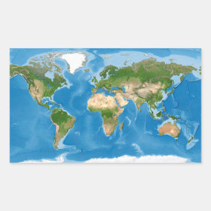 Sticker Rectangulaire Illustration de carte topographique du monde