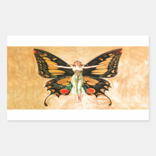 Sticker Rectangulaire Illustration de femme volant papillon Flapper