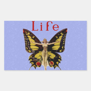 Sticker Rectangulaire Illustration de femme volant papillon Flapper