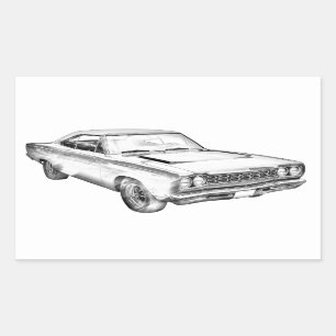 Sticker Rectangulaire Illustration de la voiture de course à pied Plymou