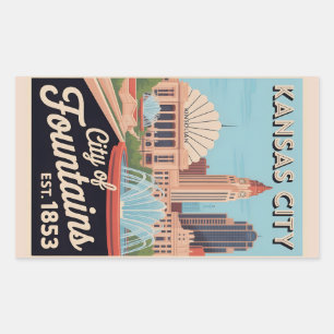 Sticker Rectangulaire Illustration de voyage rétro de Kansas City Missou