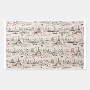 Sticker Rectangulaire Images d'Europe noires et blanches vintages