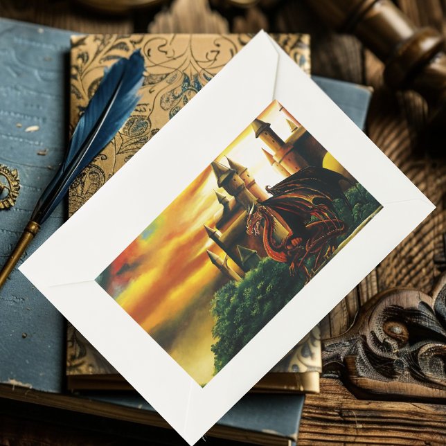 Sticker Rectangulaire Imaginaire du château de Red Dragon (Créateur téléchargé)