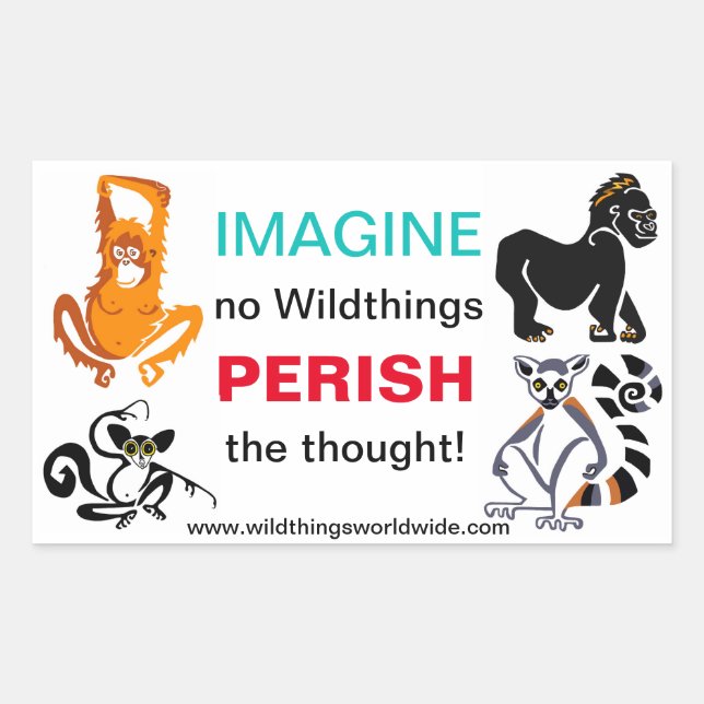 Sticker Rectangulaire IMAGINE - Amoureux des animaux -Animaux en voie de (Devant)