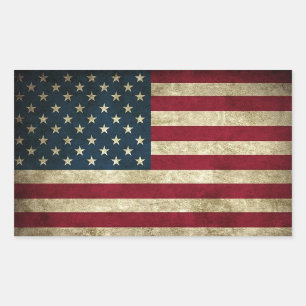 Sticker Rectangulaire Impression de drapeau américain vintage