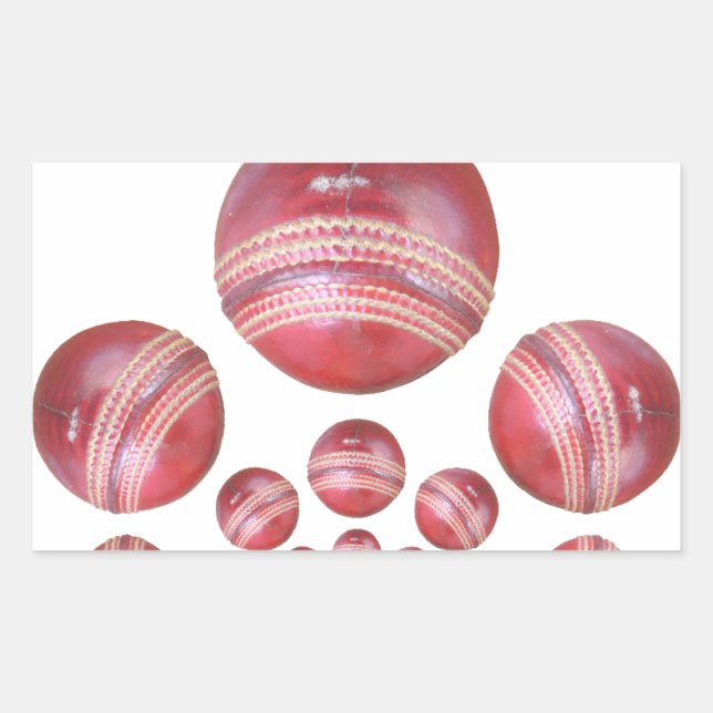 Sticker Rectangulaire Impression de la balle de cricket de Sports Lover (Devant)