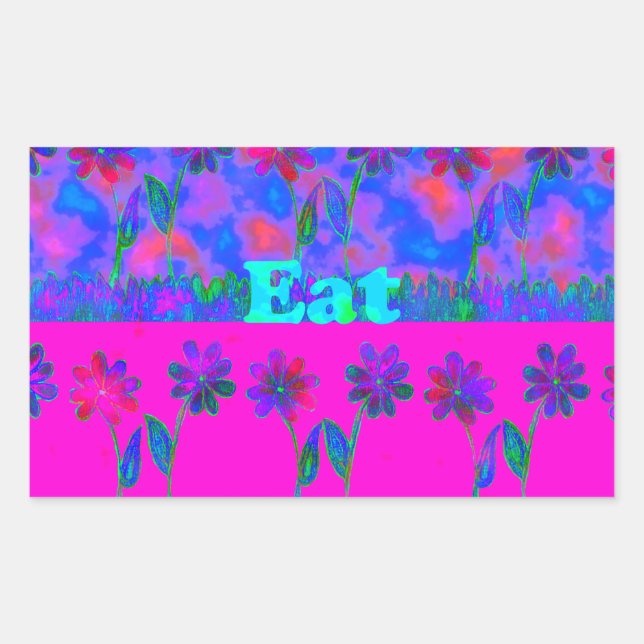 Sticker Rectangulaire Imprimer Art Motivational Vibrant "Eat Love & Play (Devant)