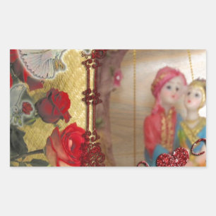 Sticker Rectangulaire Imprimer mariage Doll Portrait Graphique