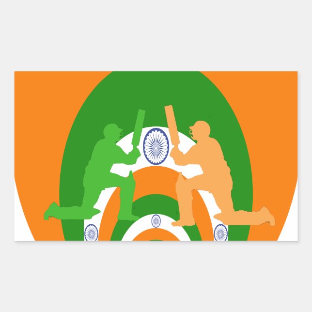 Sticker Rectangulaire Inde Cricket Spirit Design abstrait (Devant)