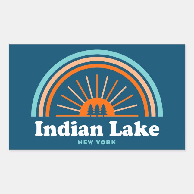 Sticker Rectangulaire Indian Lake New York Rainbow (Devant)