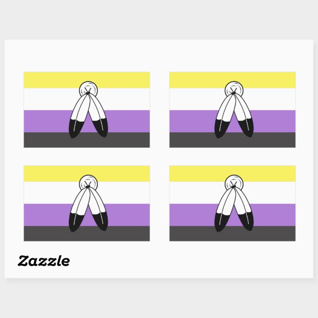 Sticker Rectangulaire Indicateur de fierté binaire à deux esprits (Feuille)