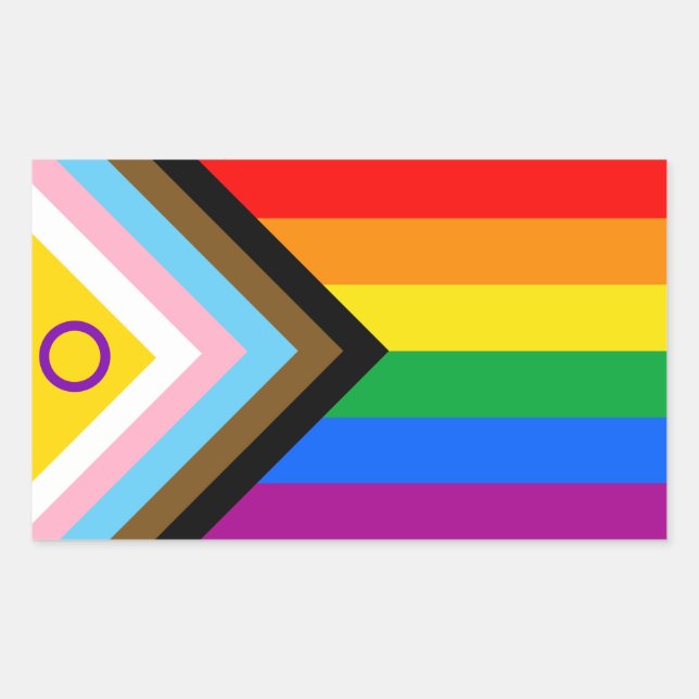 Sticker Rectangulaire Indicateur de la fierté de progrès intersexe inclu (Devant)