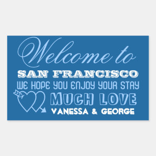 Sticker Rectangulaire Indie coeurs marine type hors de la ville cadeau s