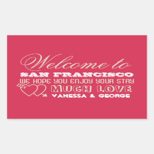 Sticker Rectangulaire Indie coeurs rouge type hors de la ville cadeau sa