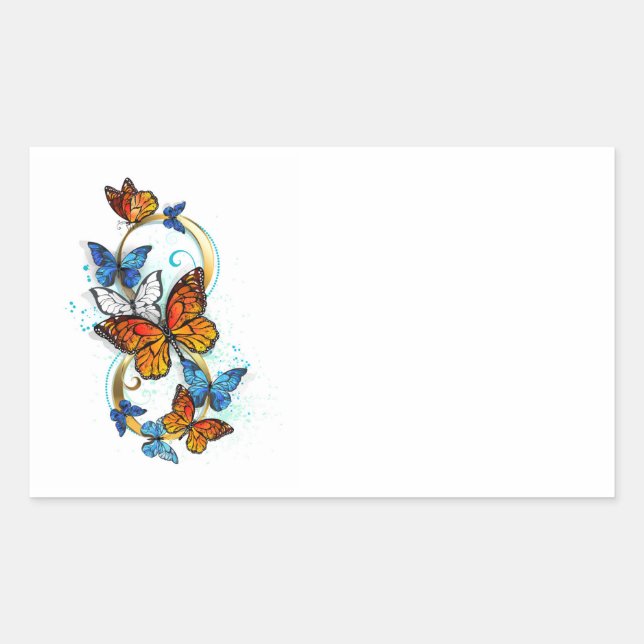 Sticker Rectangulaire Infinité de papillons monarques (Devant)