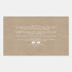 Sticker Rectangulaire Ingrédients de produits de beauté biologiques Kraf