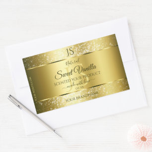 Sticker Rectangulaire Initiales de Parties scintillant or doux de luxe É