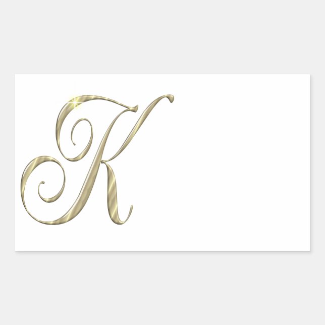 Sticker Rectangulaire Initiales du monogramme d'or K (Devant)
