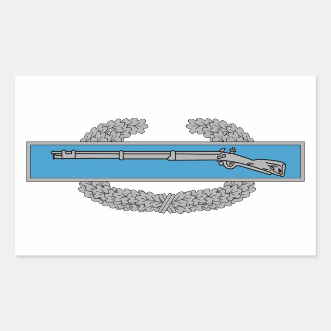 Sticker Rectangulaire Insigne de l'Infanteur de combat CIB Armée Vétéran (Devant)
