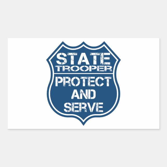 Sticker Rectangulaire Insigne de police de l'état-Trooper Protéger et se (Devant)