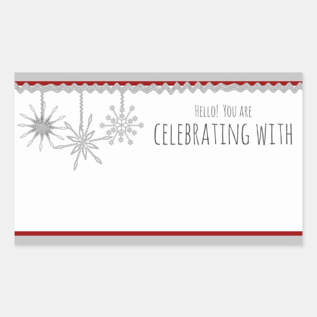 Sticker Rectangulaire Insigne du nom du flocon de neige (Devant)