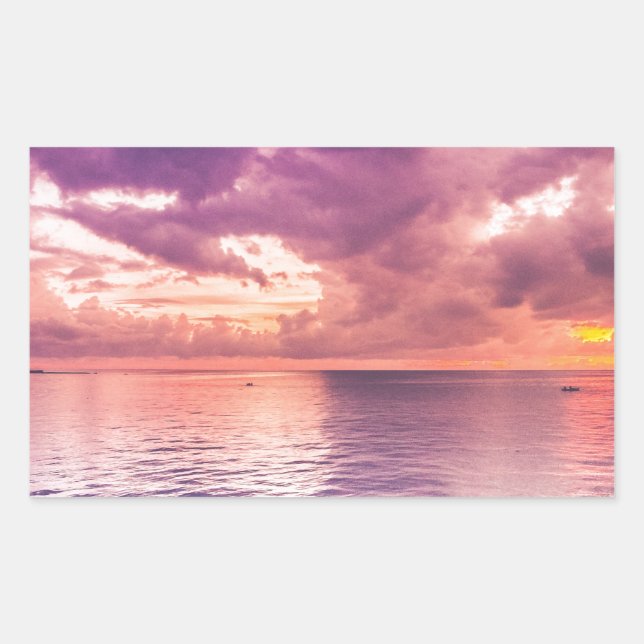 Sticker Rectangulaire Inspiration du coucher de soleil sur l'océan (Devant)