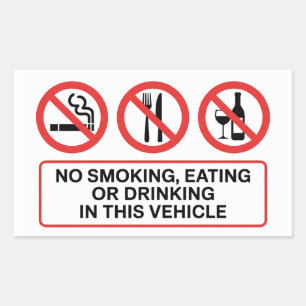Sticker Rectangulaire Interdiction de fumer, de manger et de boire