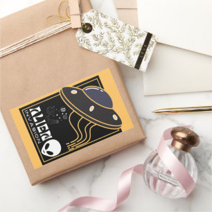 Sticker Rectangulaire Invasion Alien UFO galaxie spatiale