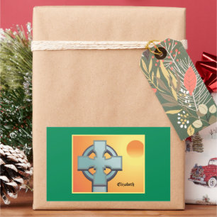 Sticker Rectangulaire Irish Blessings Cross Personnalisé