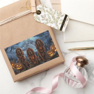 Sticker Rectangulaire Irish Red Setter Halloween Éffrayant