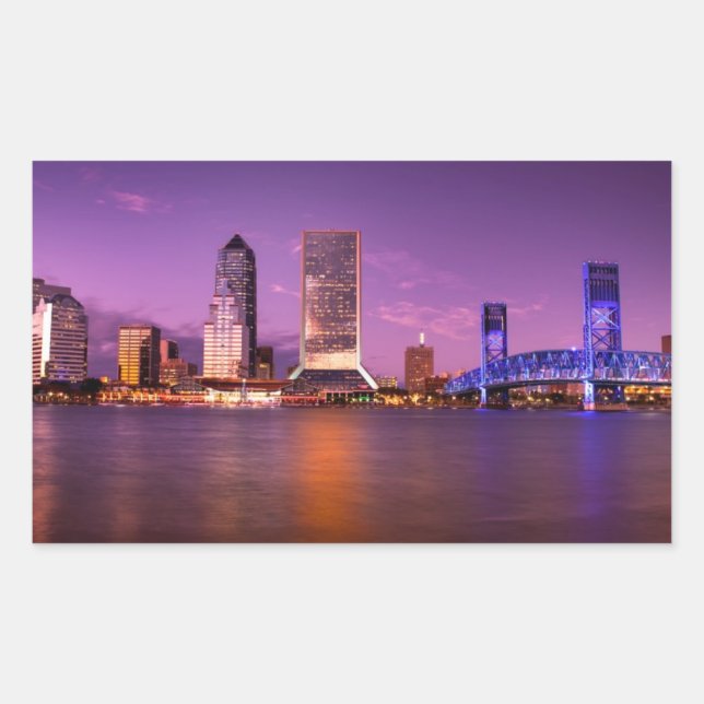 Sticker Rectangulaire Jacksonville Floride Skyline (Devant)