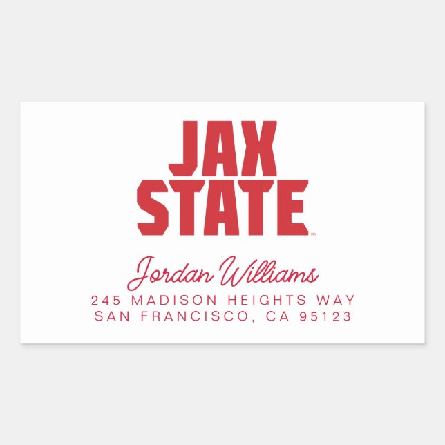 Sticker Rectangulaire Jacksonville State University JAX STATE Bold Red (Devant)