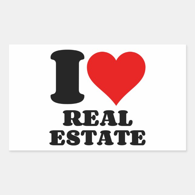 STICKER RECTANGULAIRE J'ADORE L'IMMOBILIER (Devant)