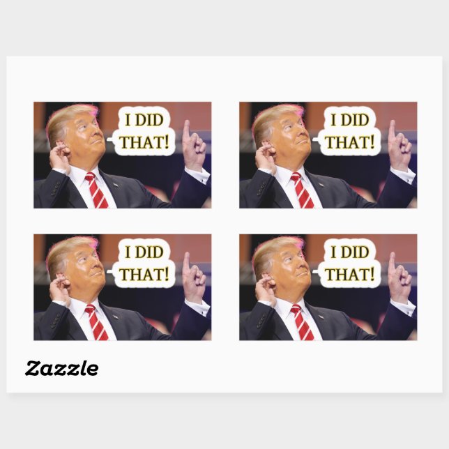 STICKER RECTANGULAIRE J'AI FAIT ÇA - DONALD TRUMP POINTING (Feuille)