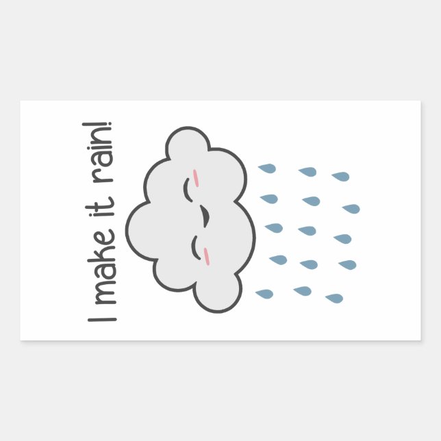 Sticker Rectangulaire J'Ai Fait Pleurer Mignonne Tempête Nuage (Devant)