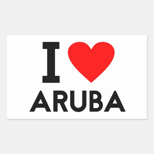 Sticker Rectangulaire j'aime Aruba pays nation coeur symbole texte (Devant)