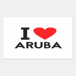 Sticker Rectangulaire j'aime Aruba pays nation coeur symbole texte