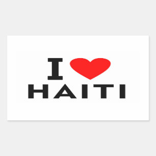Sticker Rectangulaire J'aime Haïti pays comme Voyage cardiaque système d