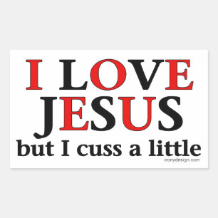 Sticker Rectangulaire J'aime Jésus [mais je mange un peu]