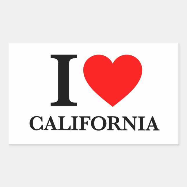 Sticker Rectangulaire J'aime la Californie (Devant)