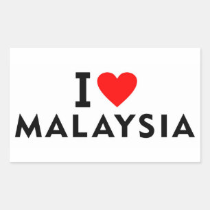 Sticker Rectangulaire J'aime la Malaisie pays comme voyage de coeur tour